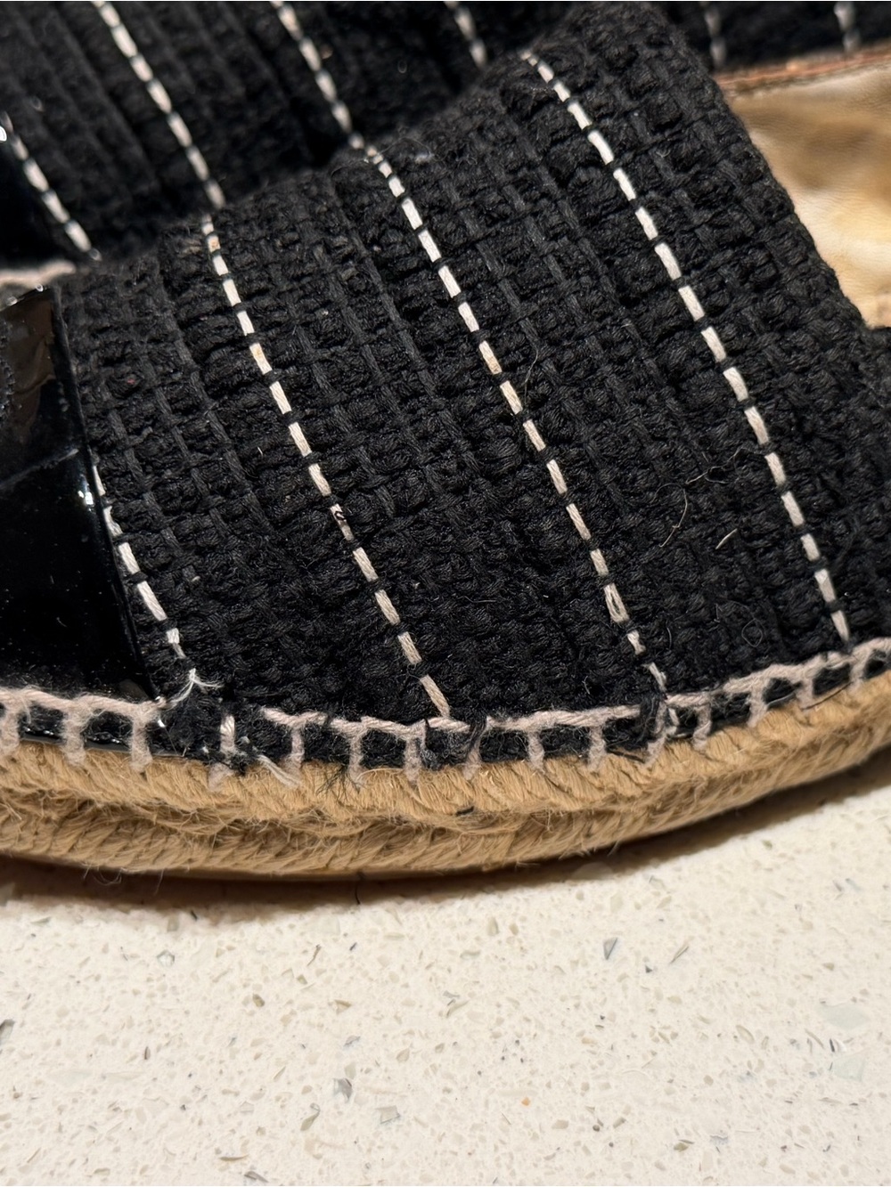 CHANEL Black Tweed Espadrilles with Patent CC Cap Toe - Picture 5 of 12